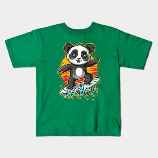 Cute Panda Surfer Kids T-Shirt